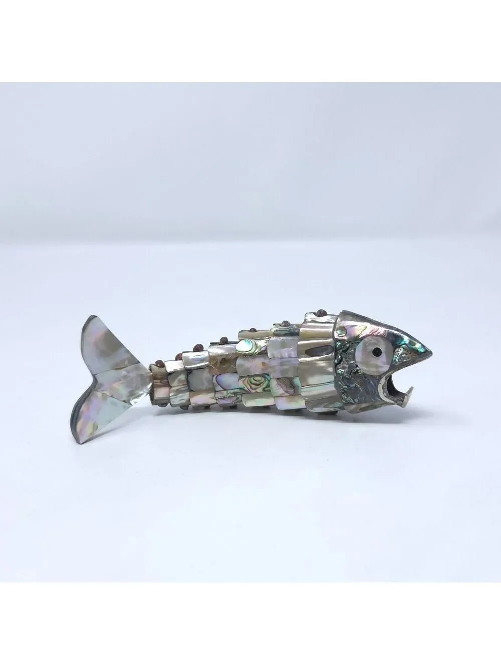 Vintage Articulated Mother of Pearl Abalone Shell Fish Bottle Opener